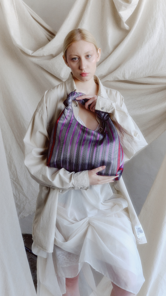 Mor/Kırmızı Kutnu Çanta