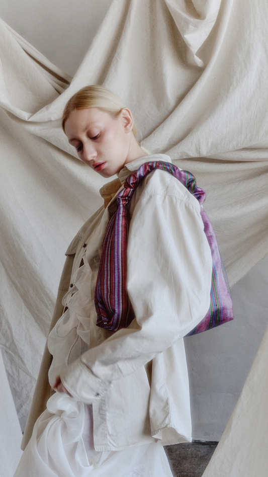 Mor/Gri/Yeşil Kutnu Çanta