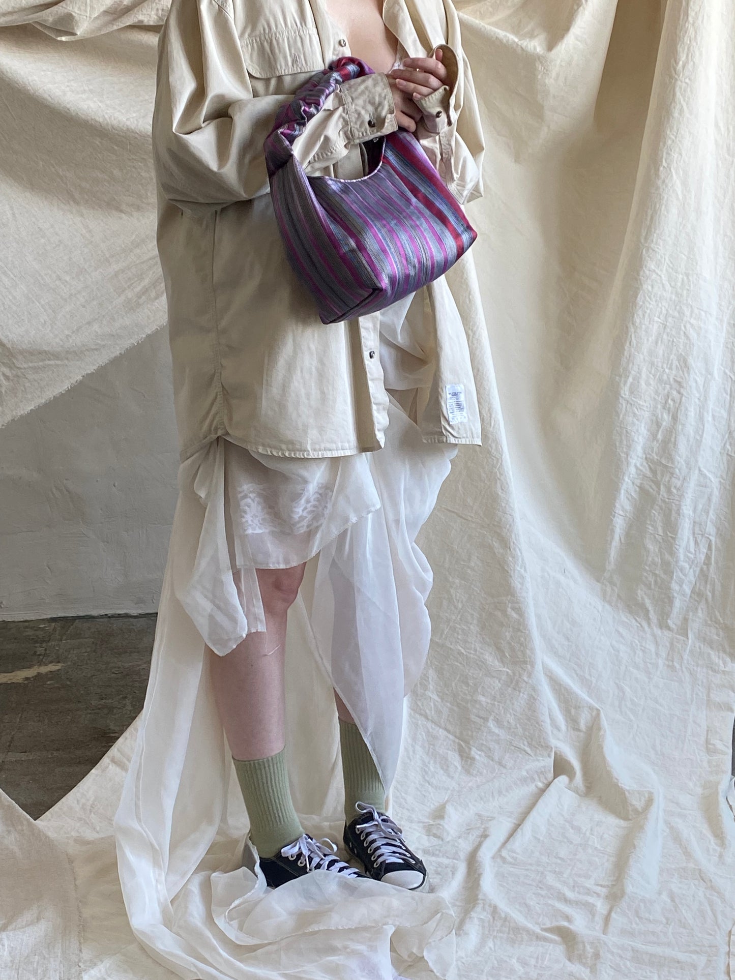 Mor/Kırmızı Kutnu Çanta